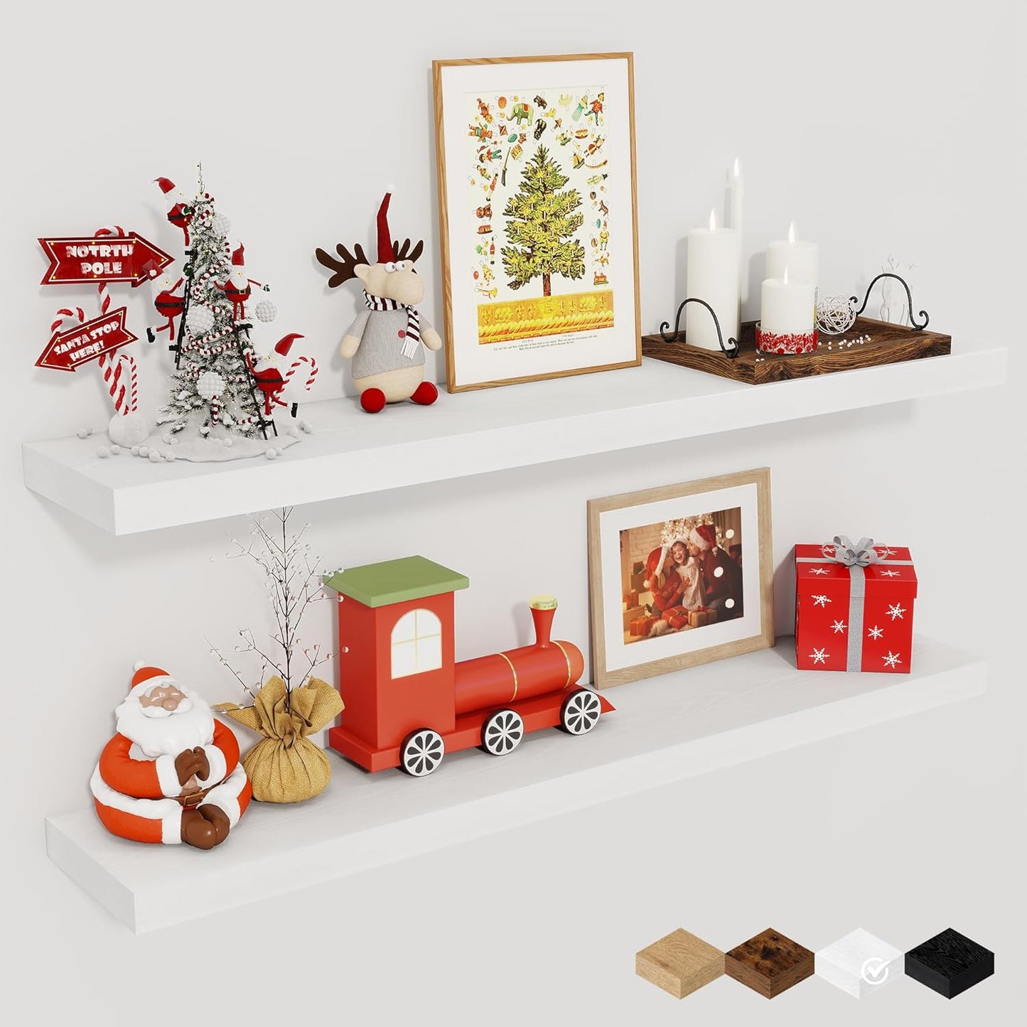 Floating Shelves for Wall - Rustic Wood 36Inch 2 Pack