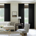 Black Linen Pinch Pleated Curtains 108 in Long - Thick Textured Drapes