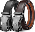 Ratchet Leather Belt For Men 2 Pack - Adjustable Dress and Casual
