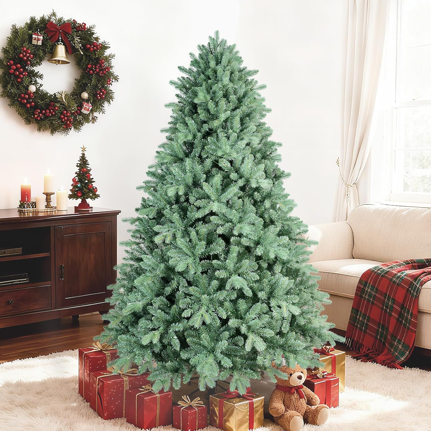 7.5ft Blue Spruce Christmas Tree for Effortless Holiday Decor