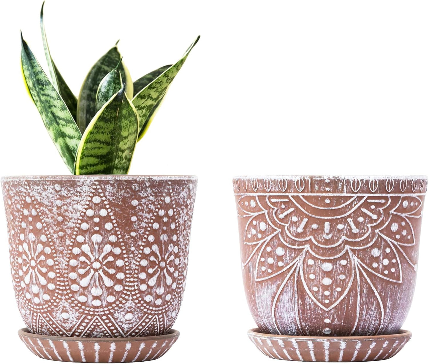 Gepege 6 Inch Beaded Ceramic Planter Set for Indoor-Outdoor Use