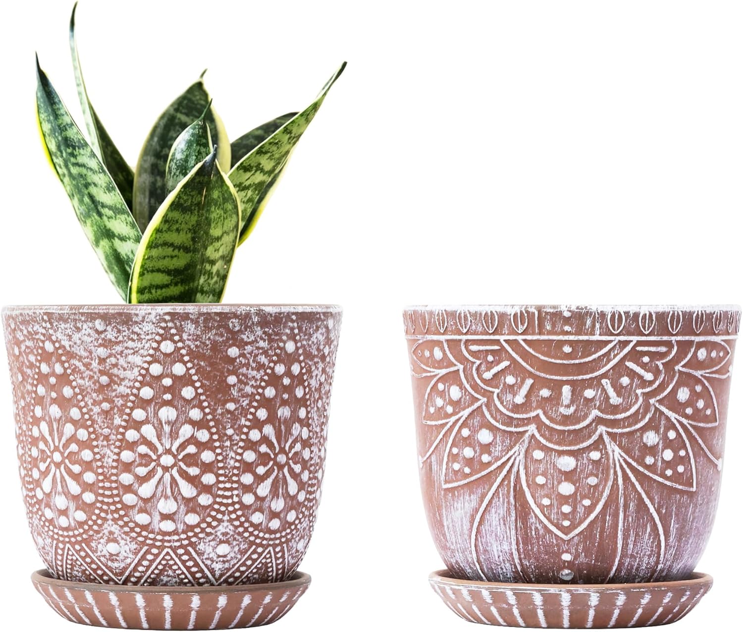 Gepege 6 Inch Beaded Ceramic Planter Set for Indoor-Outdoor Use