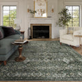 Lahome Boho Green Area Rug 9x12 - Washable Vintage Distressed Comfort