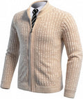 Men's Cardigan Sweater Full Zip Stand Collar - Slim Cotton-Blend