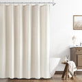 Naturoom 80 in Linen Shower Curtain Cream Beige - Rustic, Weighted Hem