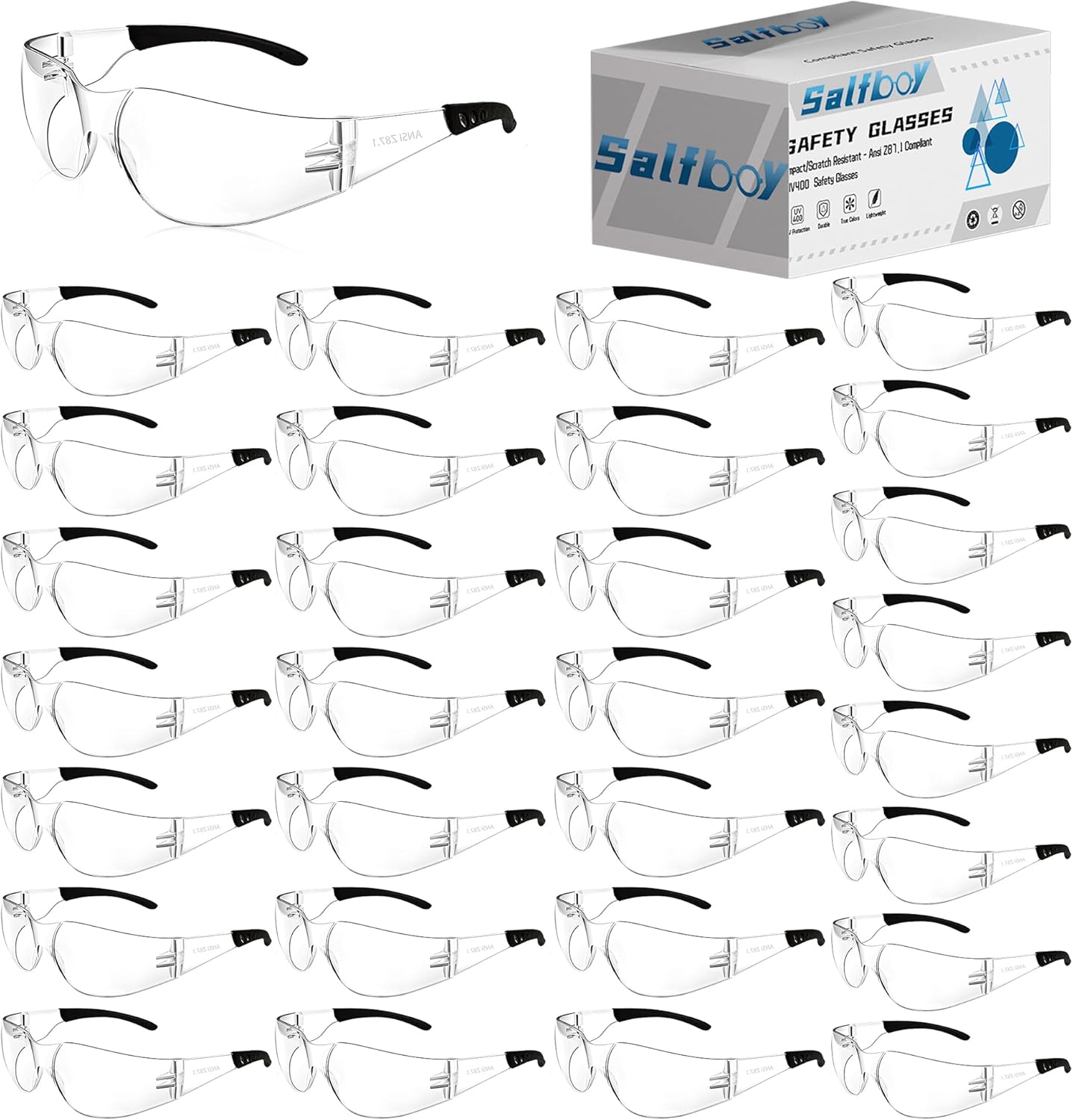 Safety Glasses ANSI Z87.1 Clear Impact Resistant Eyewear
