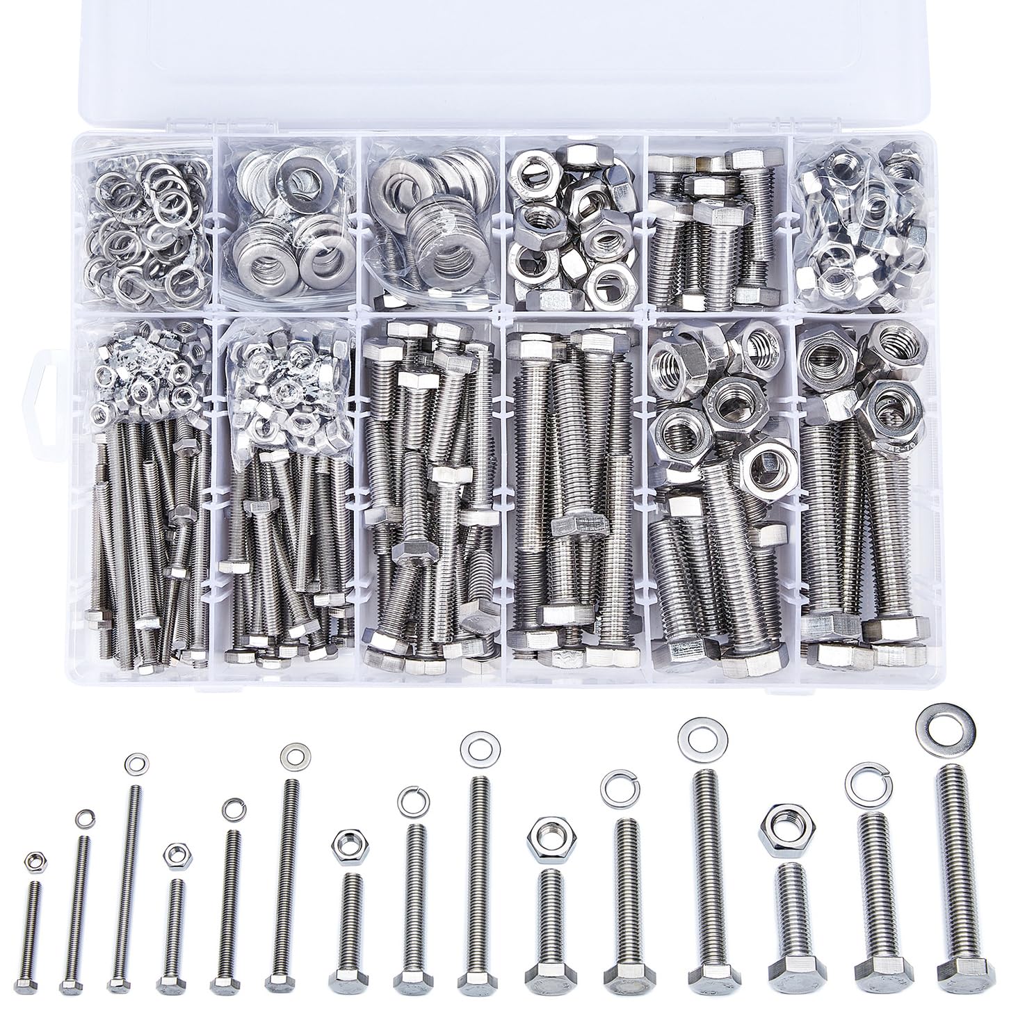 608 Pcs Hex Screw and Nut Set for Heavy Duty Projects