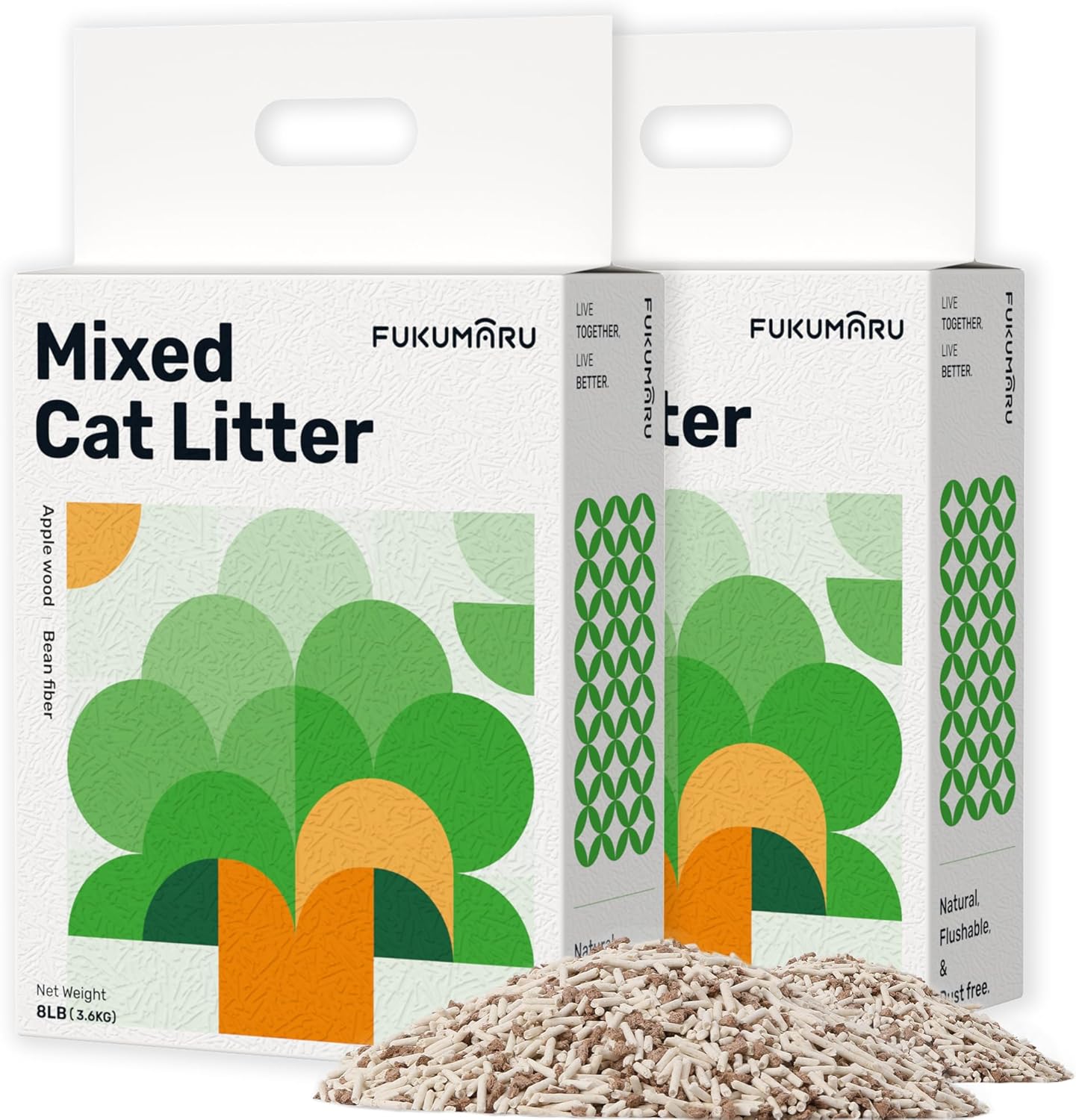 FUKUMARU Tofu Cat Litter - Natural, Dust Free, Flushable Pellets