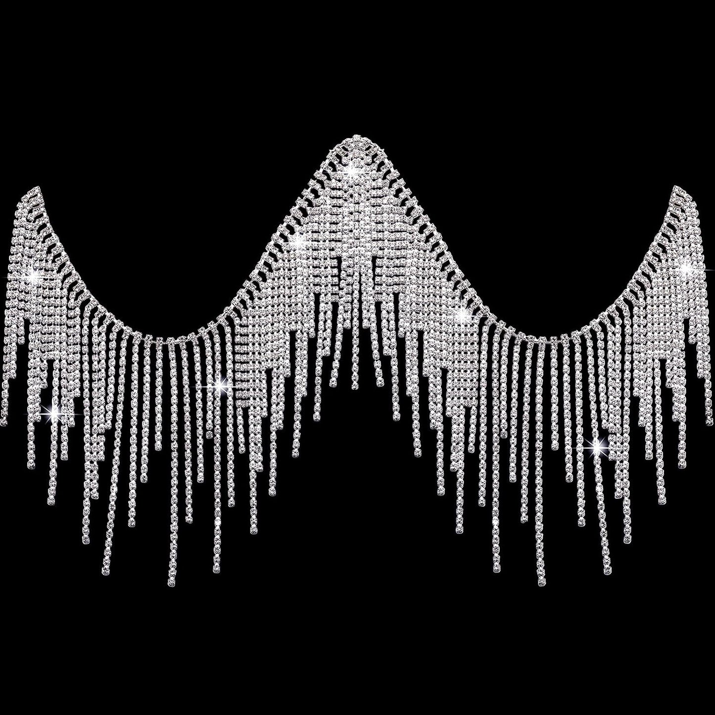 Rhinestone Fringe Belt with Beaded Trim for DIY Decoration