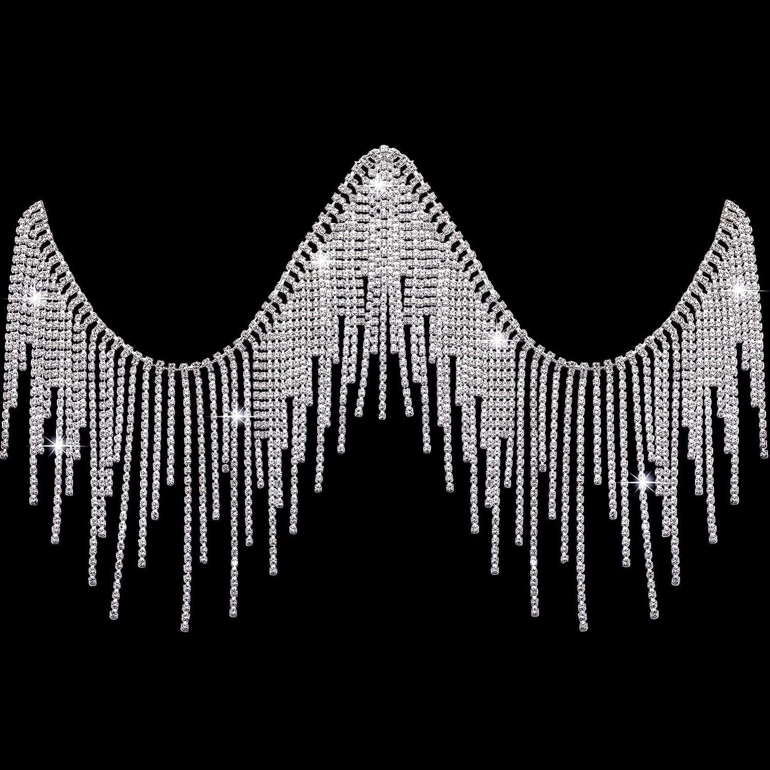 Rhinestone Fringe Belt with Beaded Trim for DIY Decoration