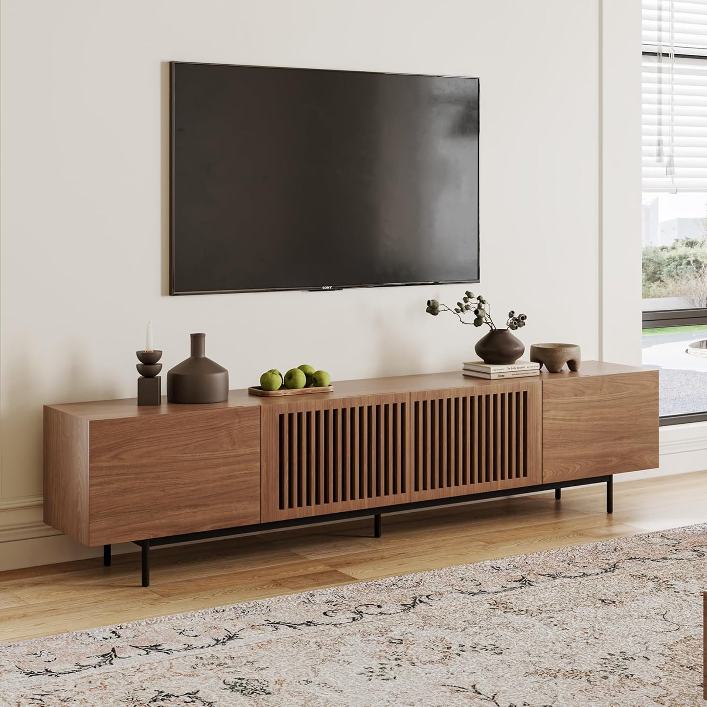 Modern Farmhouse 95'' TV Stand with Doors