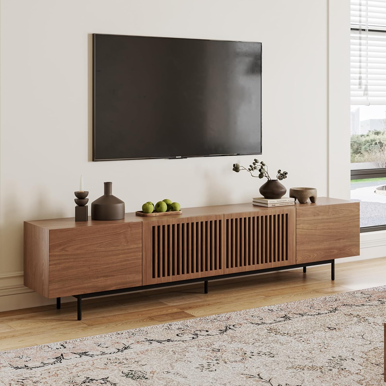 Modern Farmhouse 95'' TV Stand with Doors