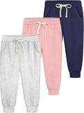 3 Pack Toddler Sweatpants Cotton Baby Girls Joggers - Soft Pull-On Fit