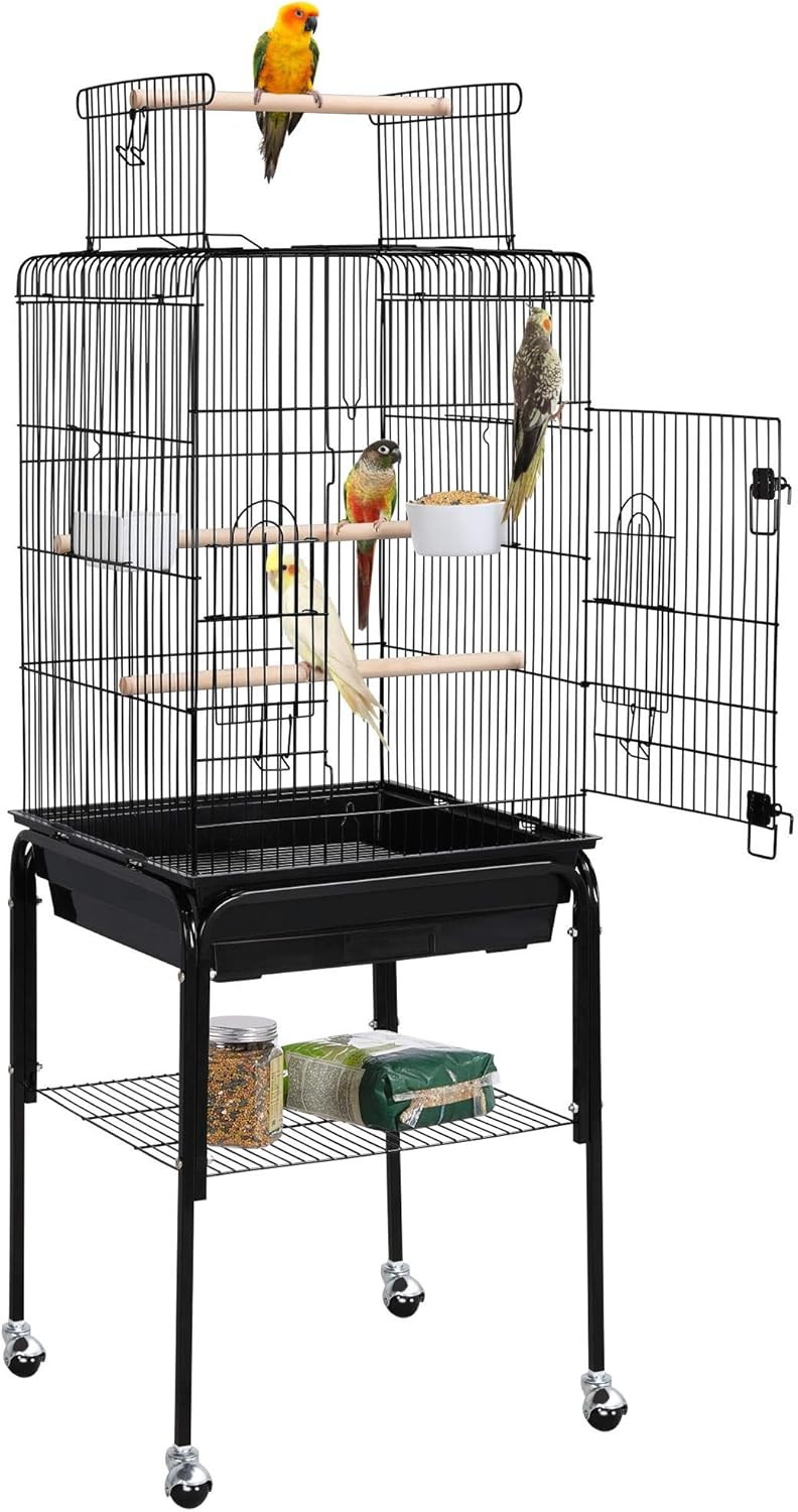 Yaheetech Open Top Rolling Parrot Bird Cage for Cockatiel