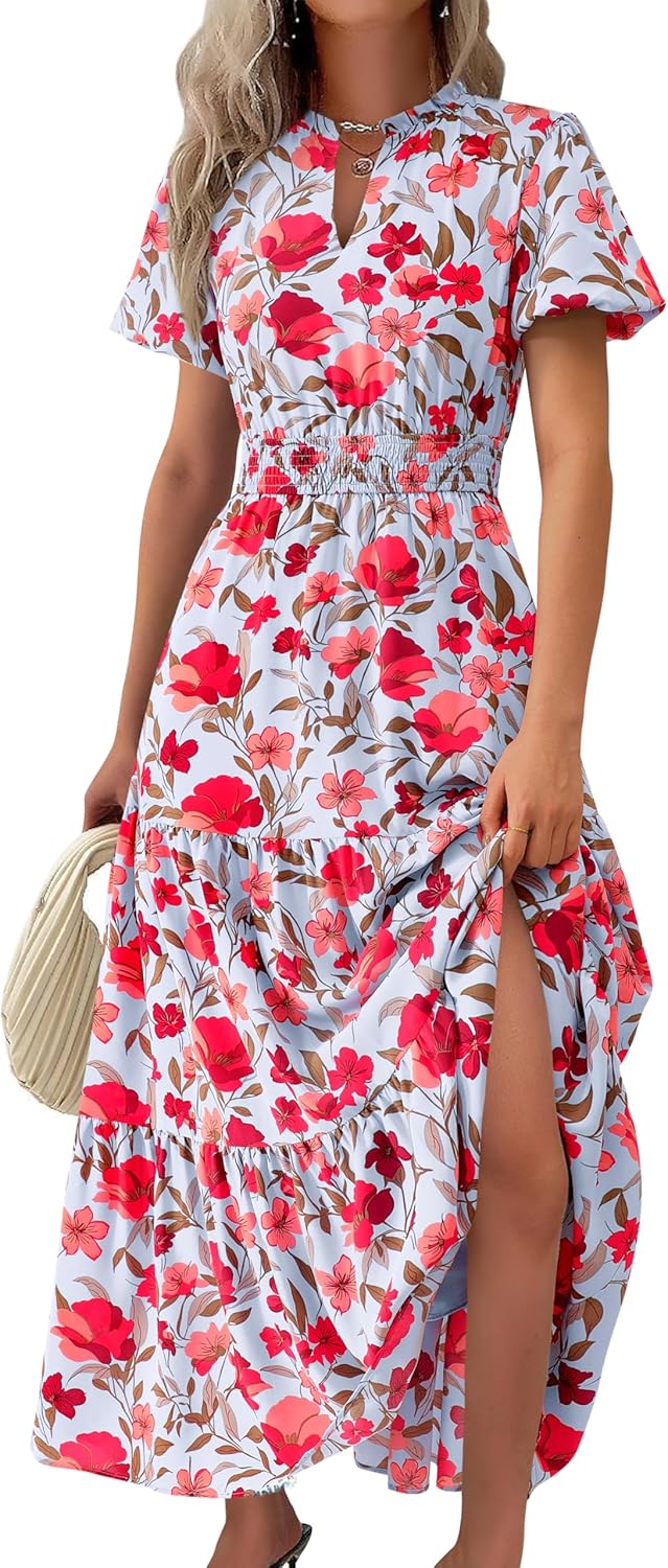Floral Summer Maxi Dresses for Women 2025 Casual V Neck Style
