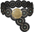 Western PU Leather Belt for Women - Wide Cowgirl Concho Belt