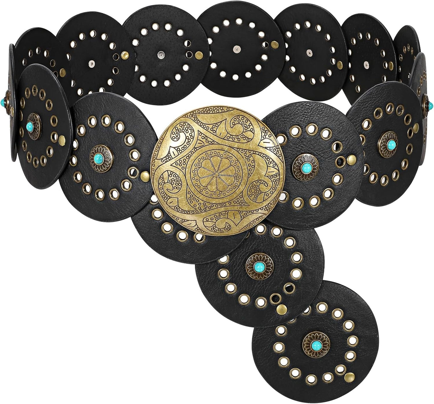 Stylish Western PU Leather Belts for Women with Concho Design