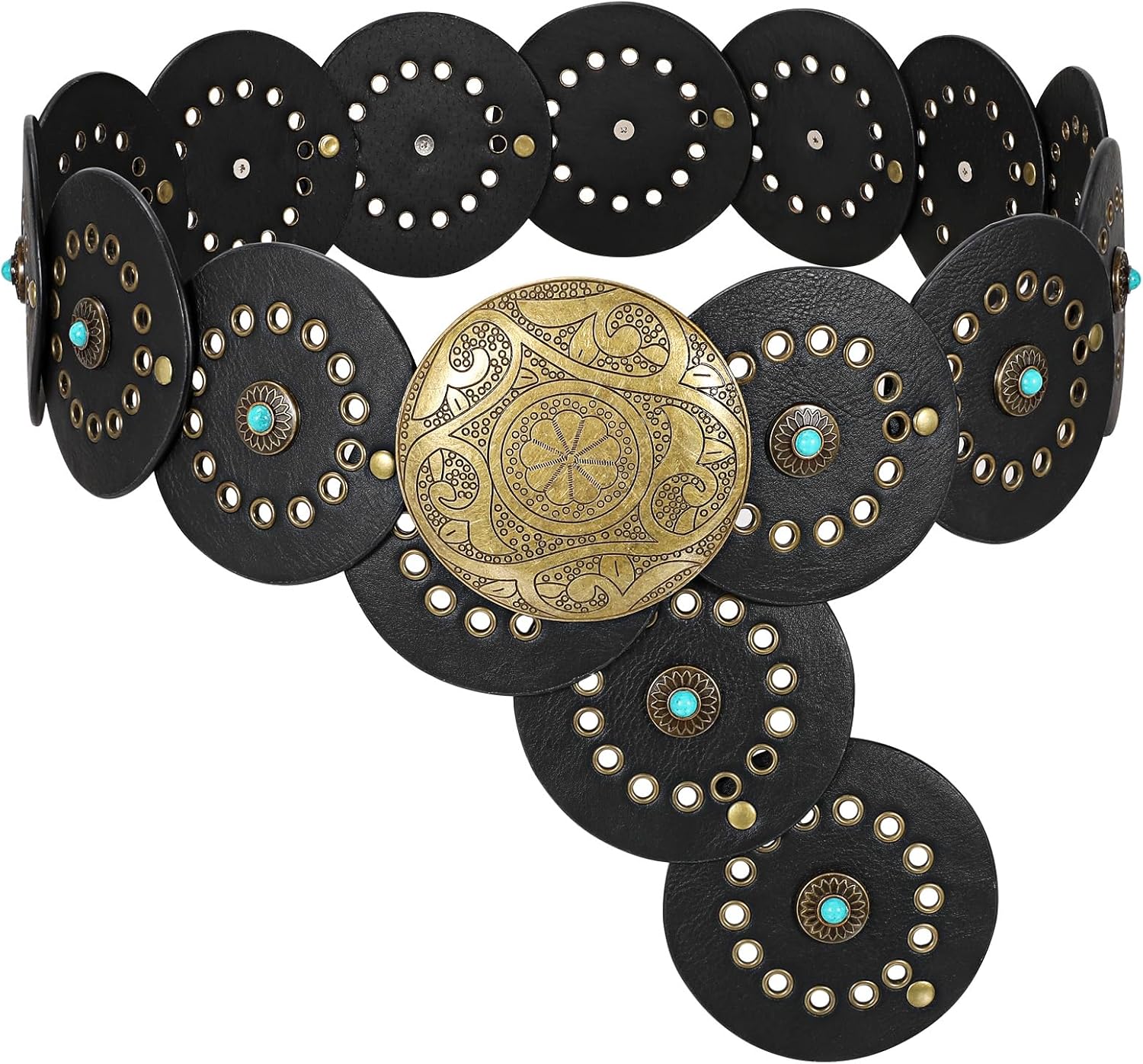 Stylish Western PU Leather Belts for Women with Concho Design