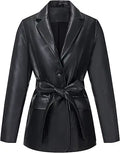 Faux Leather Blazer Jacket for Women - Stylish Spring Fashion