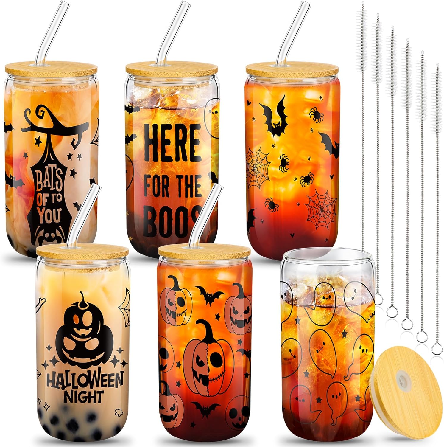 Meekoo Halloween Glass Cups Set for Spooky Parties and Drinks