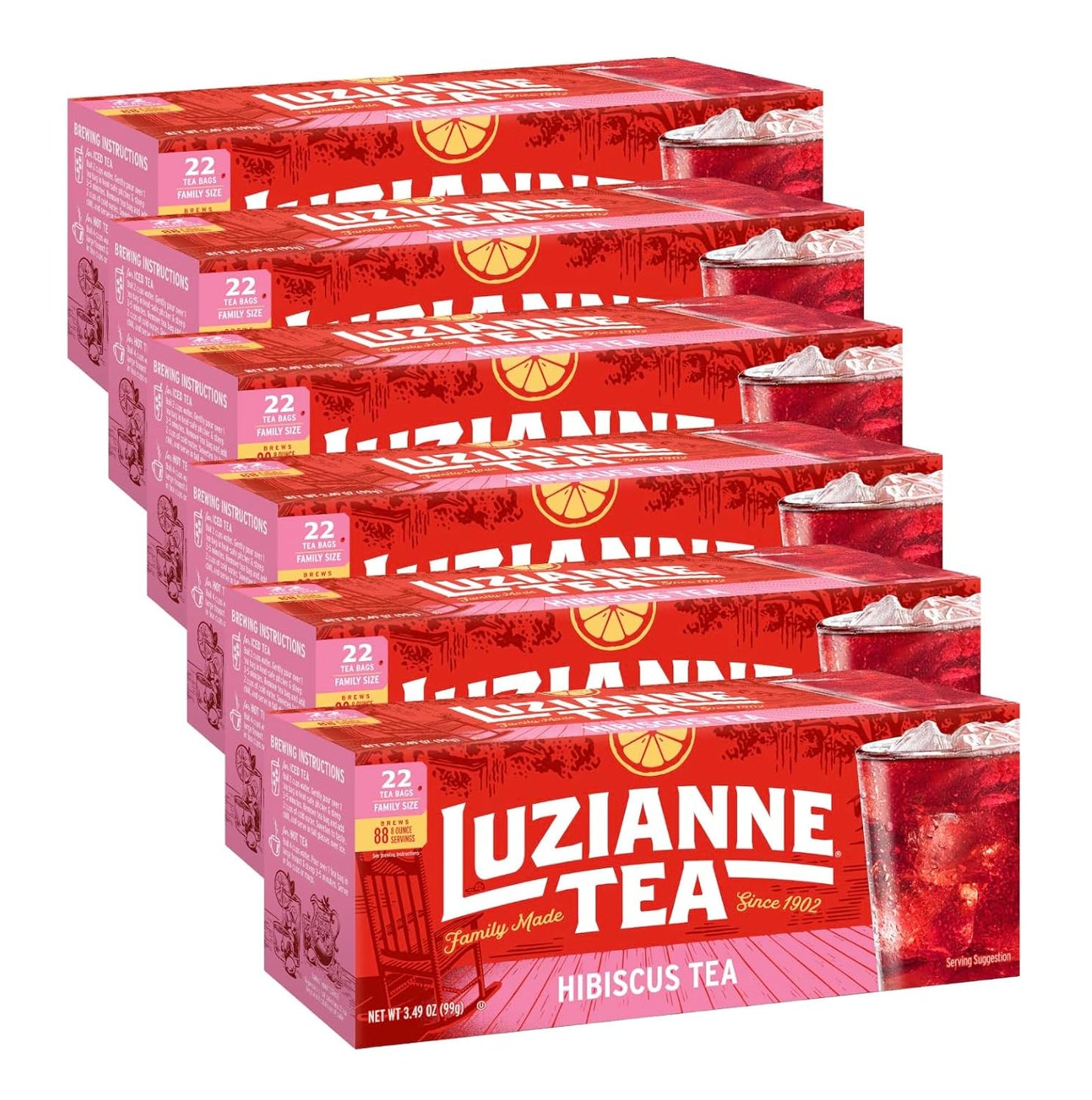 Luzianne Hibiscus Iced Tea Bags for Refreshing Herbal Delight
