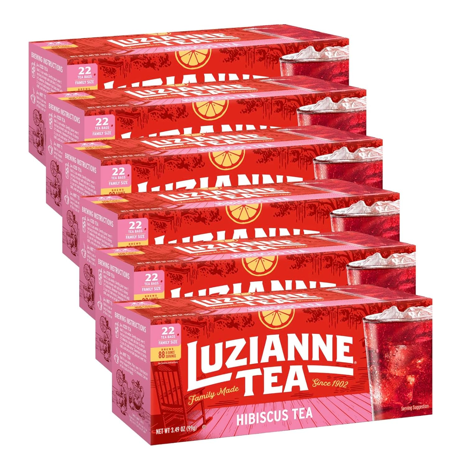 Luzianne Hibiscus Iced Tea Bags for Refreshing Herbal Delight