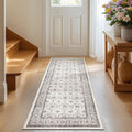 jinchan Runner Rug 2x6 Beige Vintage Floral - Machine Washable Runner