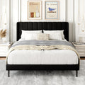 Queen Size Black Velvet Wingback Bed Frame - No Box Spring Needed