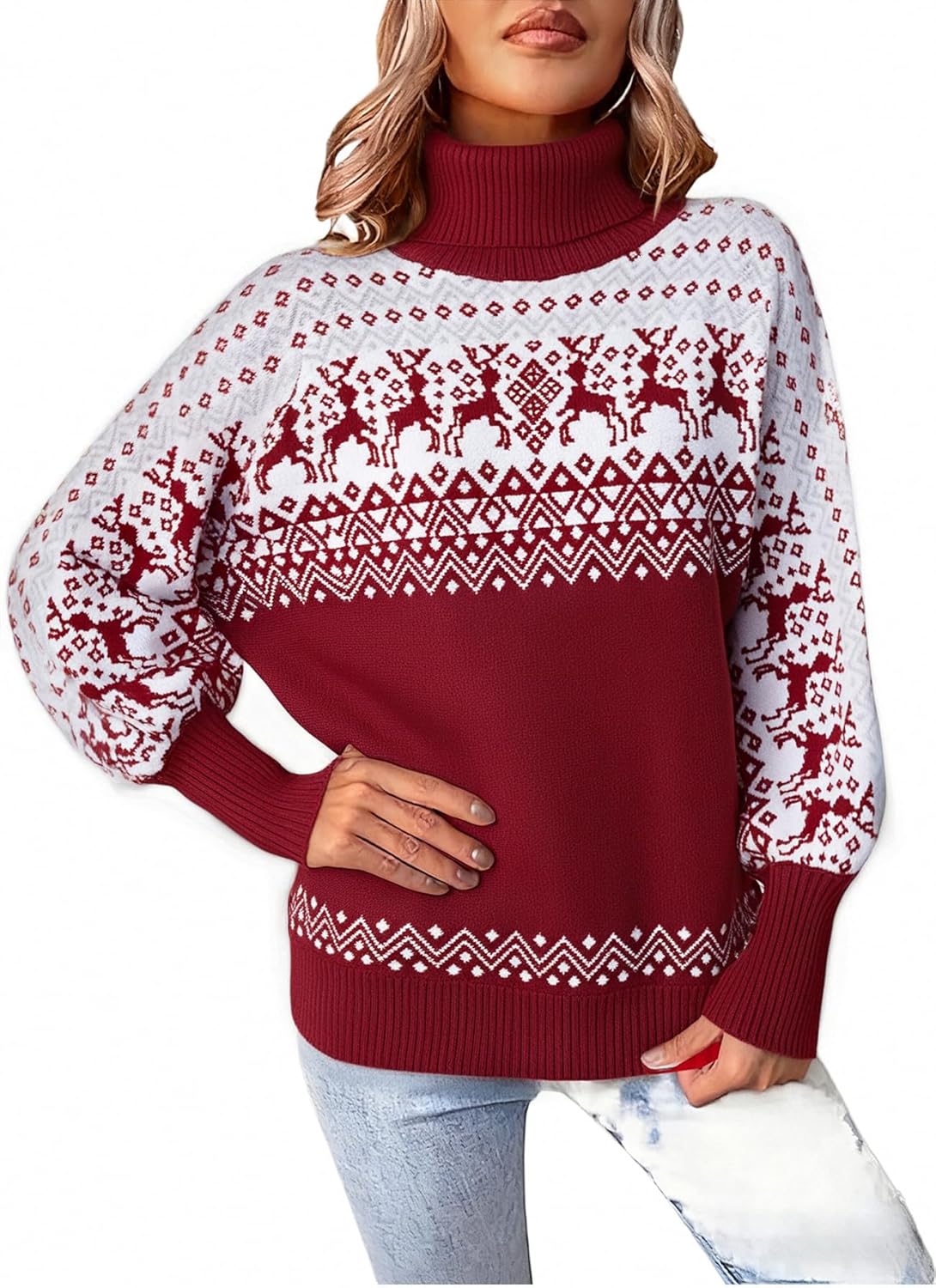 Merry Christmas Sweaters for Women: Oversized Turtleneck Style