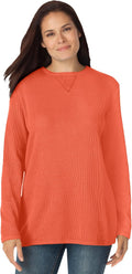 Plus Size Waffle Thermal Sweatshirt for Women - Soft Layering