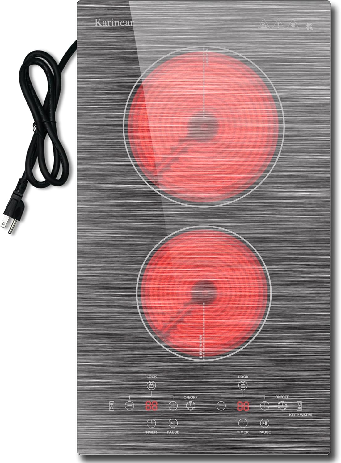 Karinear 2 Burner Electric Cooktop with Beautiful Pattern Design