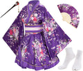 Japanese Anime Women's Dance Kimono Robe - Floral Satin Cosplay
