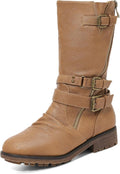 DREAM PAIRS Girls Knee High Winter Boots with Buckle and Zipper