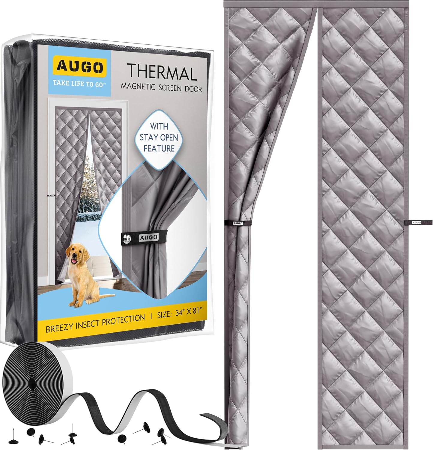 AUGO Magnetic Thermal Door Curtain for Winter Insulation