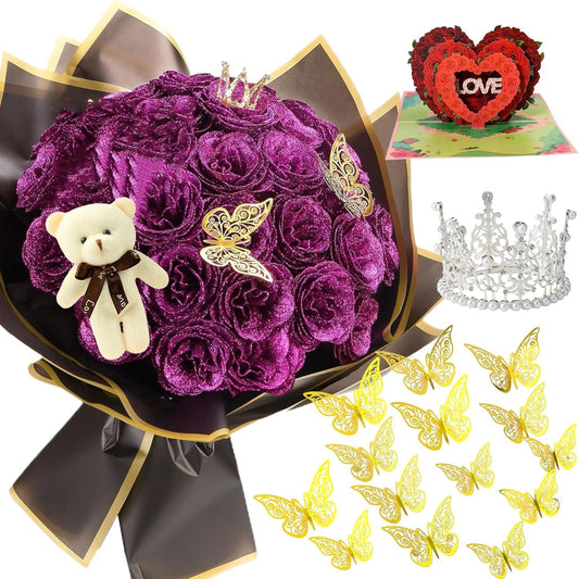 DIY Glitter Roses Bouquet for Valentine's Day Gifts