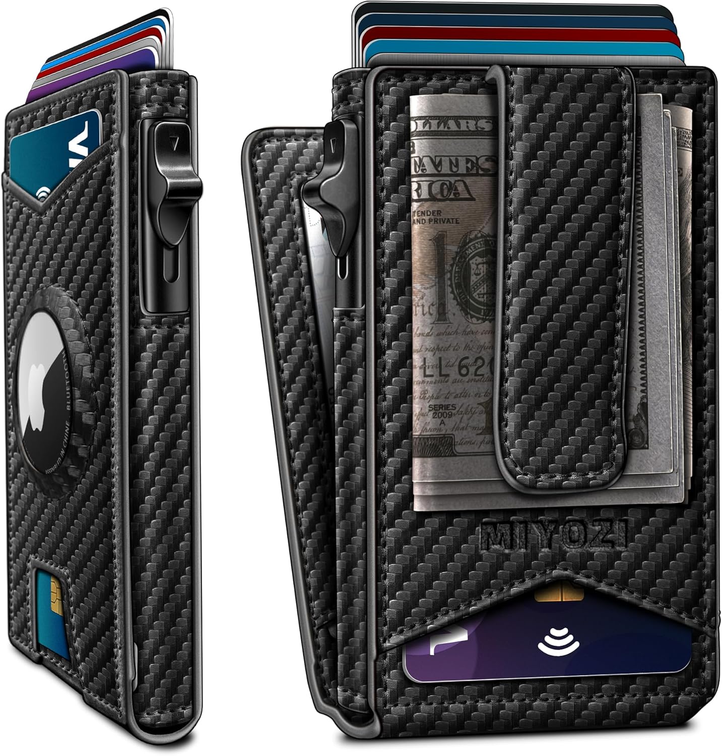 Airtag Wallet for Men with Money Clip - Slim RFID Blocking Design