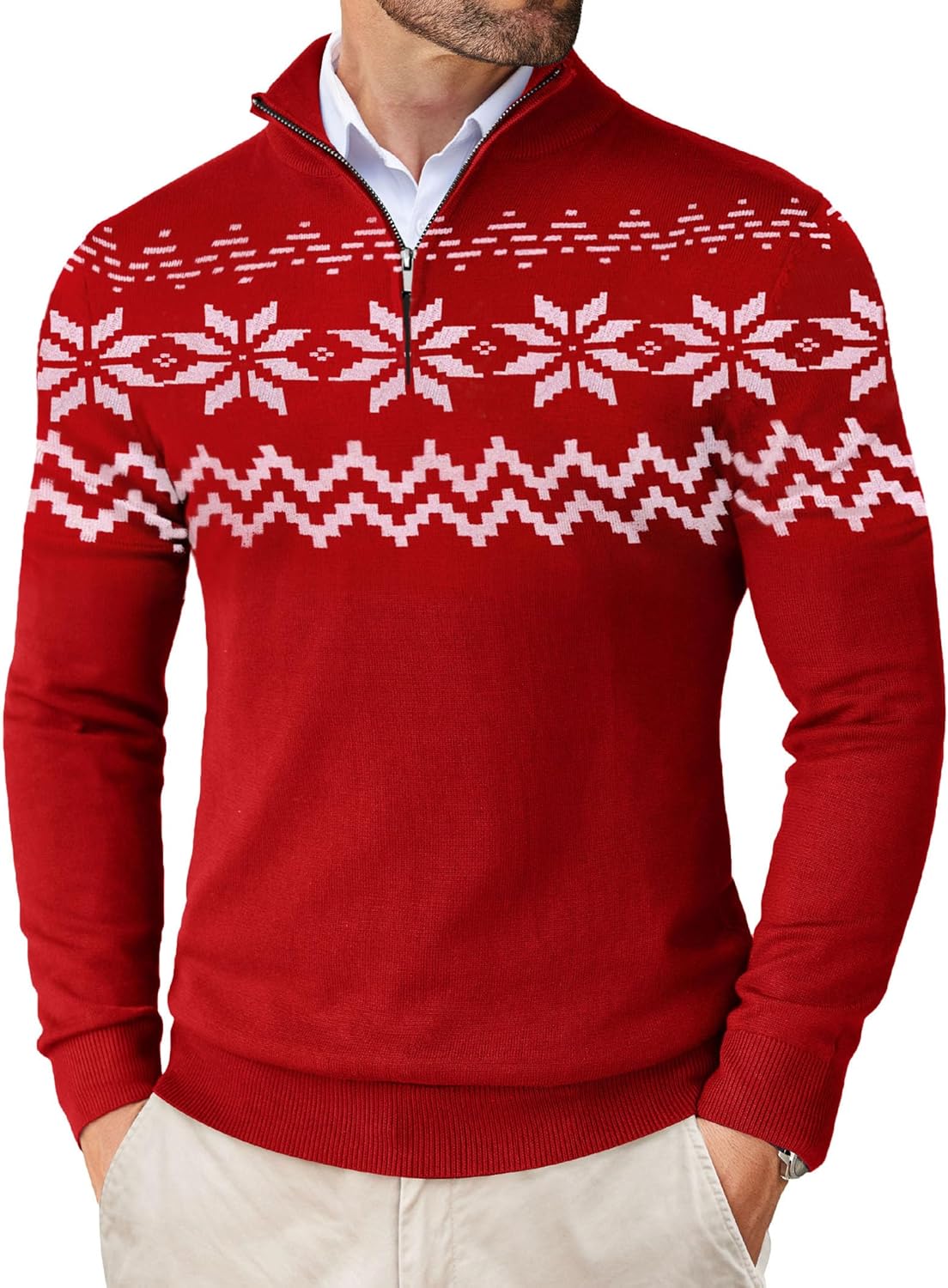 COOFANDY Men's Quarter Zip Up Sweaters for Stylish Comfort