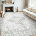 8x10 Area Rugs Washable Rug - Neutral Vintage Low Pile Indoor Rug
