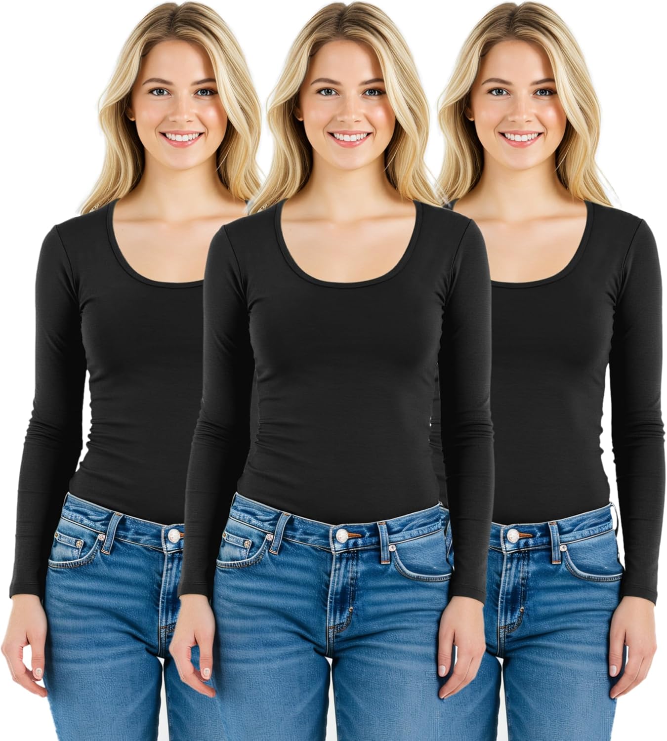 Emmalise Women's Basic Athletic Fit Long Sleeve Tee for Comfort