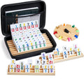 Mexican Train Dominoes Set with 4 Wooden Trays - Portable Double 12