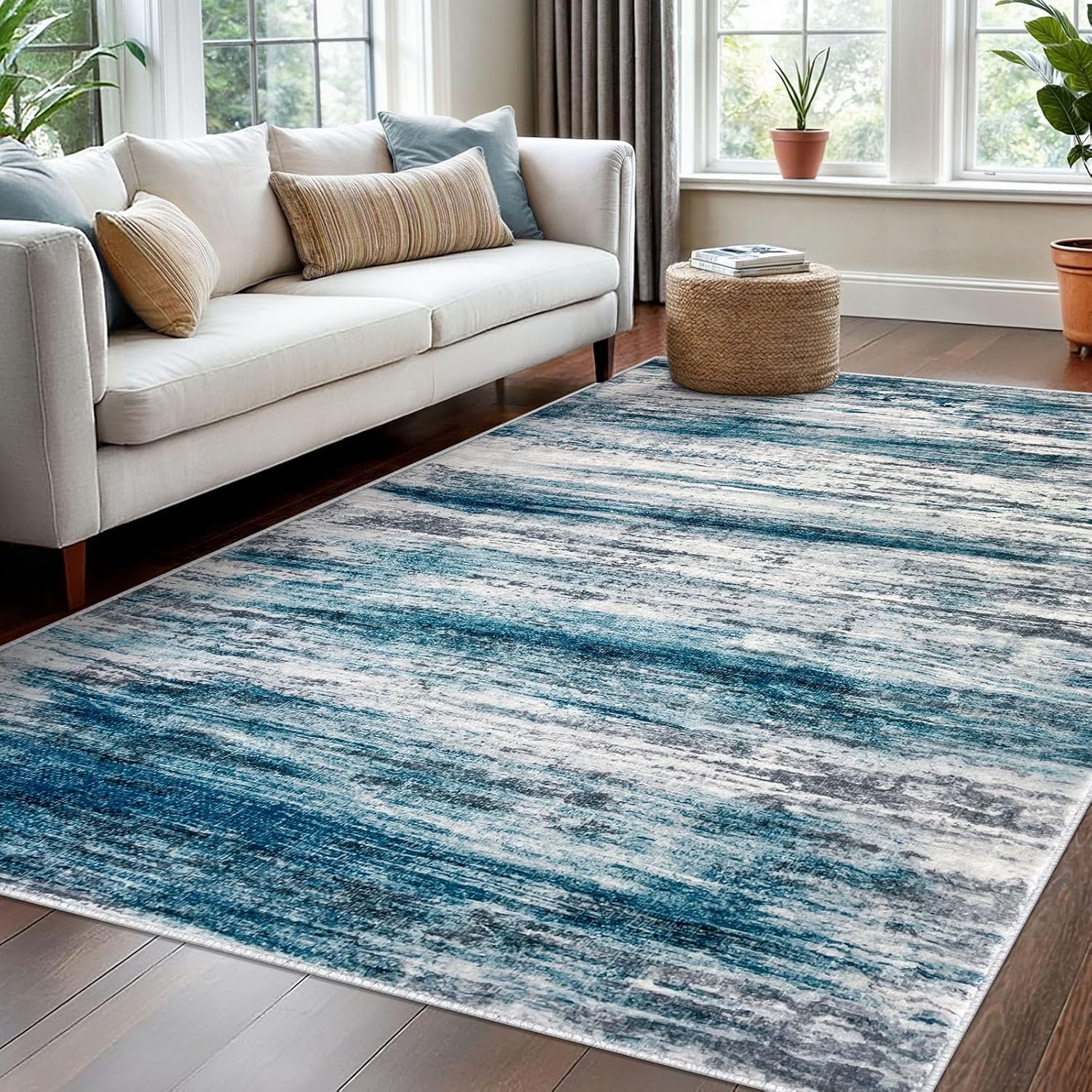 KOZYFLY Washable Area Rug 5x7 Modern Ombre for Living Room