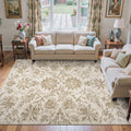jinchan Floral 8x10 Area Rug - Vintage Neutral Low-Pile Accent