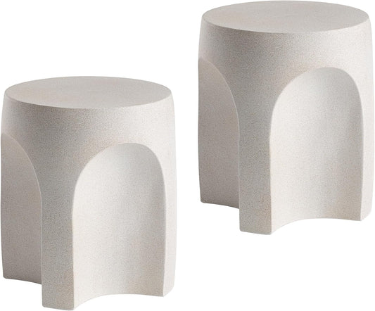 COSIEST Set of 2 Concrete Side Tables for Outdoor and Indoor Use