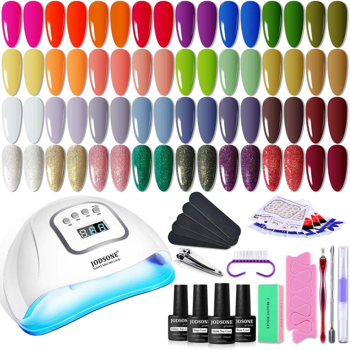 JODSONE Gel Nail Polish Kit with U V Light and 32 Colors