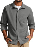 PJ PAUL JONES Men's Button Down Waffle Texture Long Sleeve Shirt