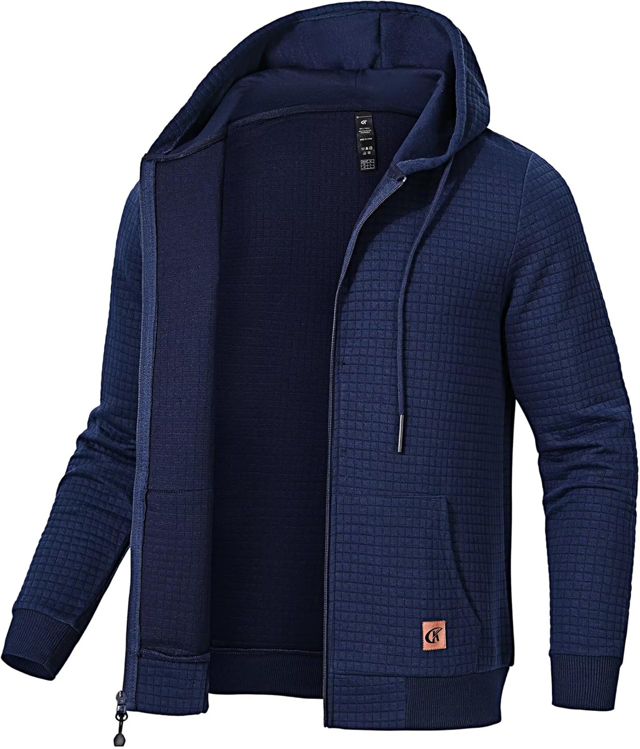 Men's Jacquard Plaid Lightweight Zipper Hoodie Sweatshirt Jacket