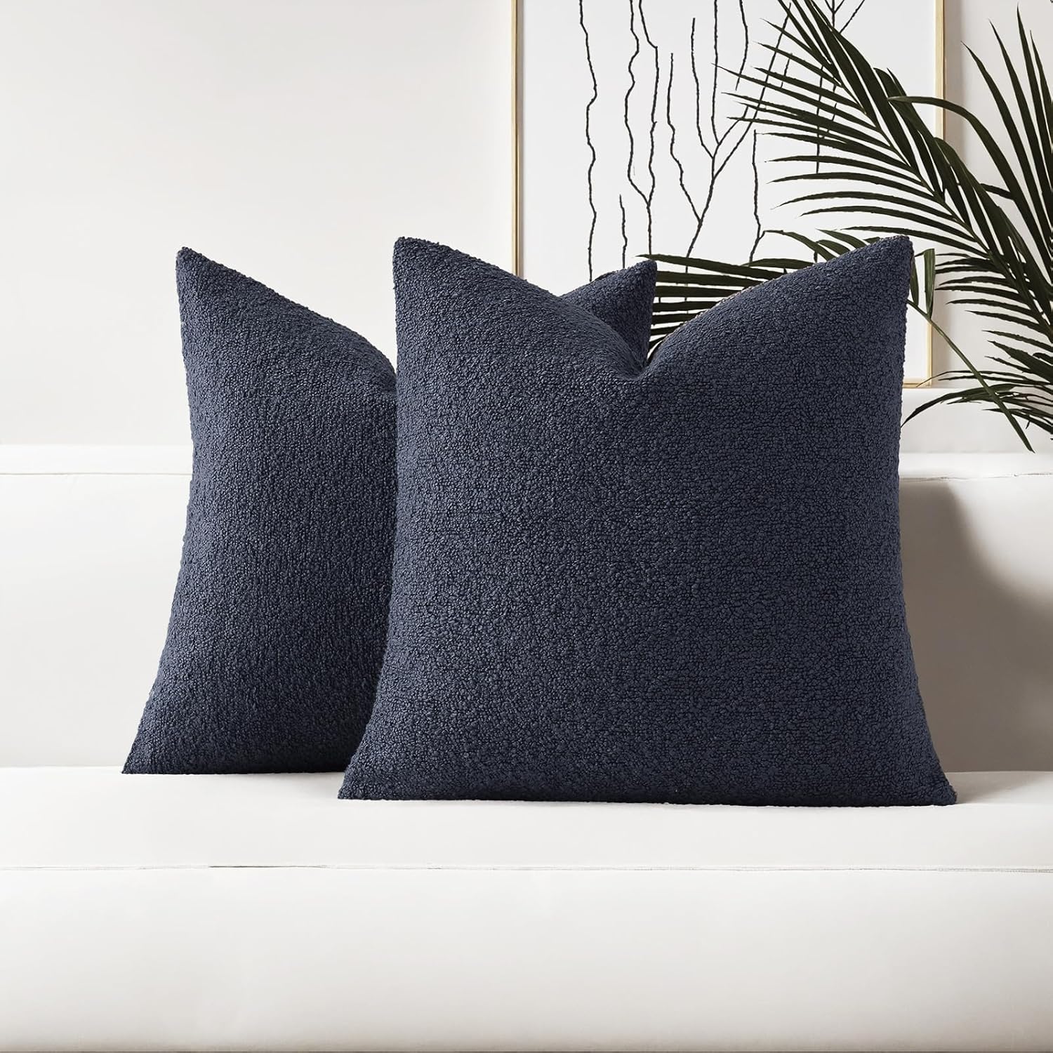 Set of 2 26x26 Decorative Throw Pillow Covers in Navy Blue
