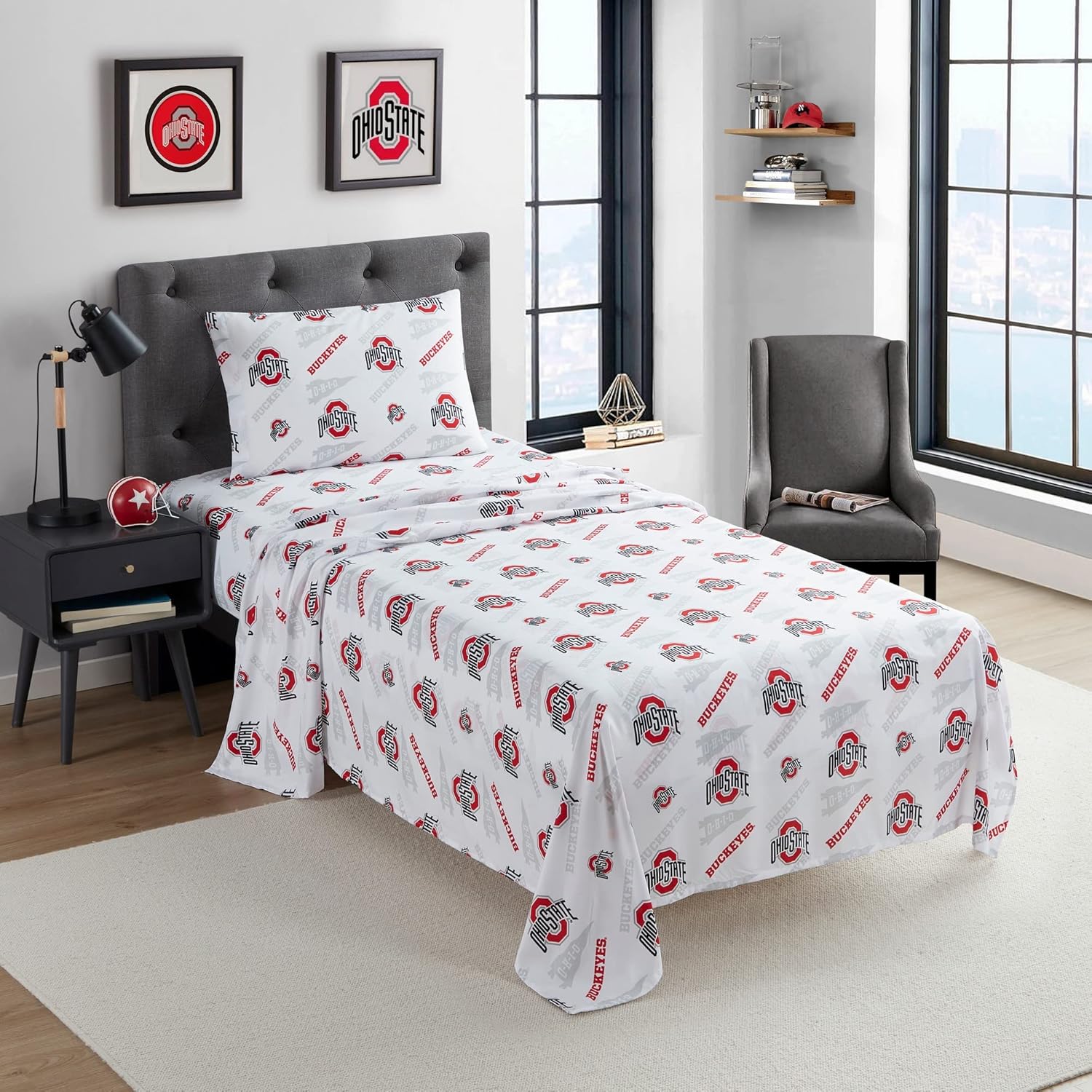 Ohio State Buckeyes NCAA Twin XL Sheet Set for Fans & Dorms