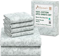 RUVANTI 6 Pcs Cotton Sheets Queen Set - Crisp Percale Cotton