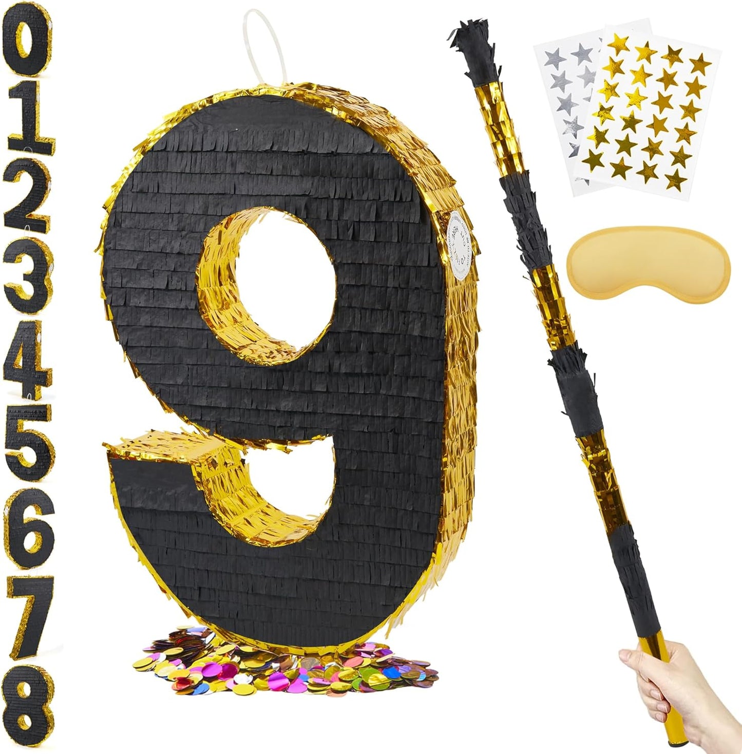 20 Inch Number 9 Pinata for Birthday Party and Celebrations